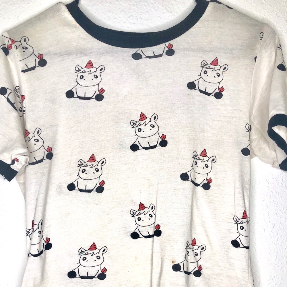 White unicorn on fire short sleeve shirt